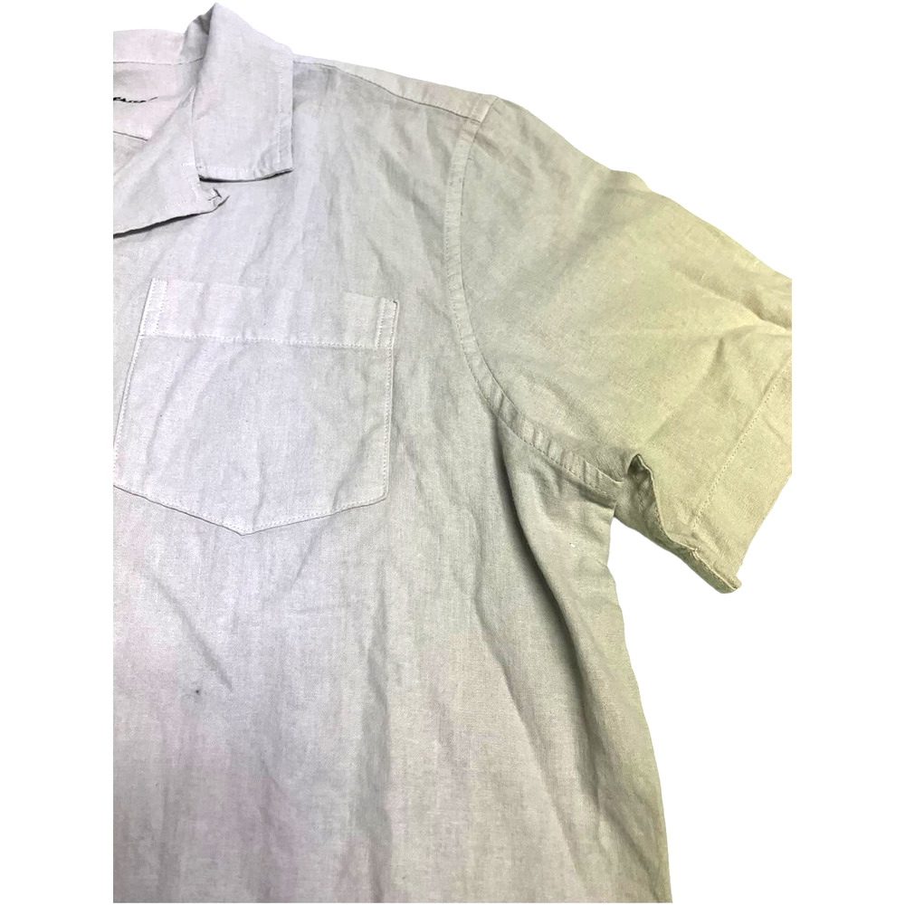 TAILOR VINTAGE Puretec Linen Cotton Cabana Camp Shirt | Mens L, Tan Stone $98 - Picture 8 of 9